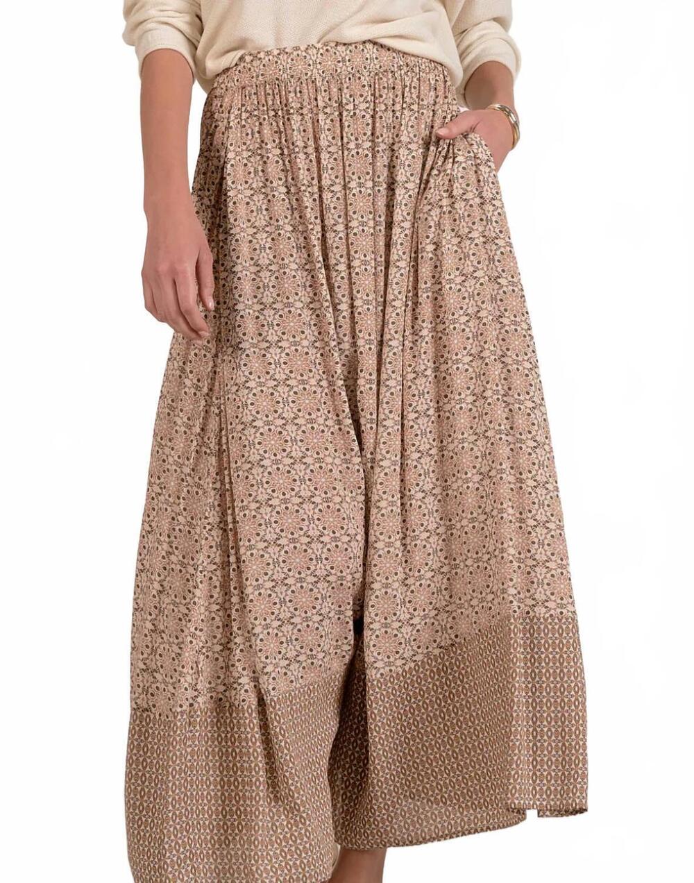 NEW ELAN 3 tiered maxi skirt in natural boho